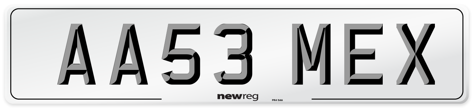 AA53 MEX Number Plate from New Reg